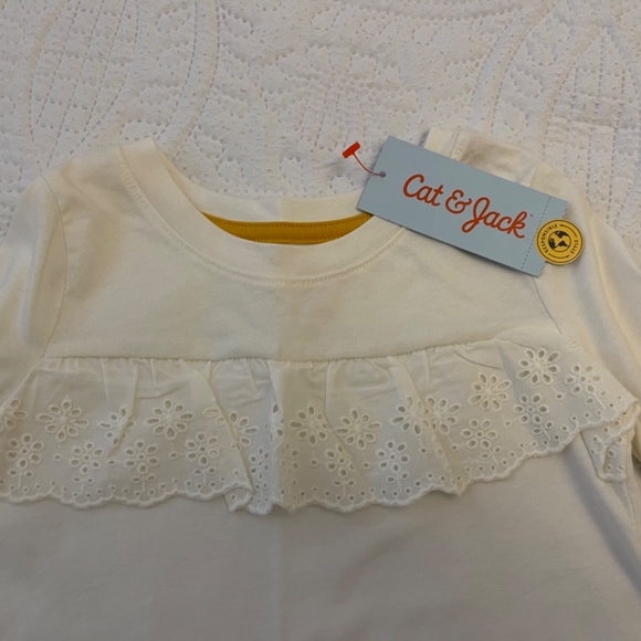 Cat and Jack Long Sleeve Top Eyelet Ruffle 3T  NWT - Picture 5 of 9